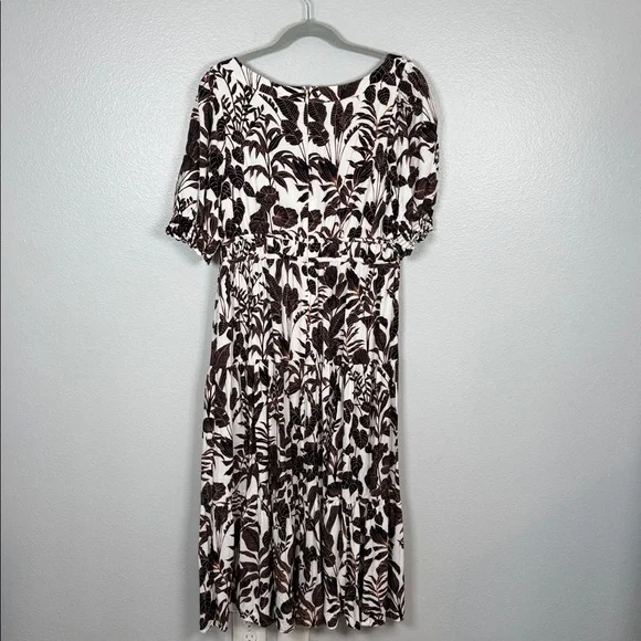 Ann Taylor Tropical Foliage Tiered Puff Sleeve Maxi Dress size 10 - Picture 8 of 10